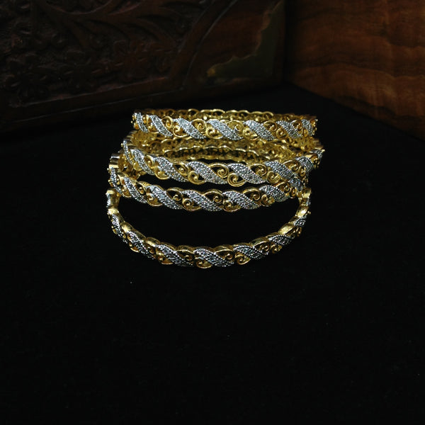 Waves of Gold and Crystal Bangles