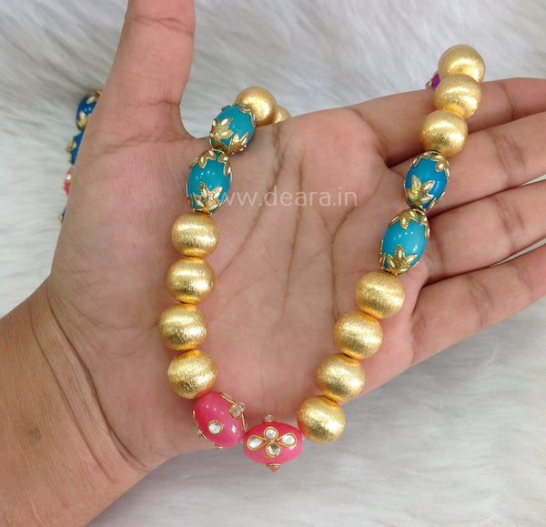 Glorious Golden Beads with Mix Enamel Beads Necklace