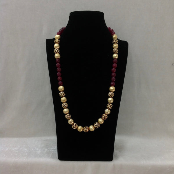 Carmine Maroon Gemstone with Golden Necklace