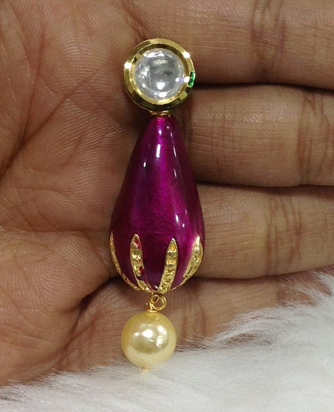 Fuchsia Pink Enamel Earrings