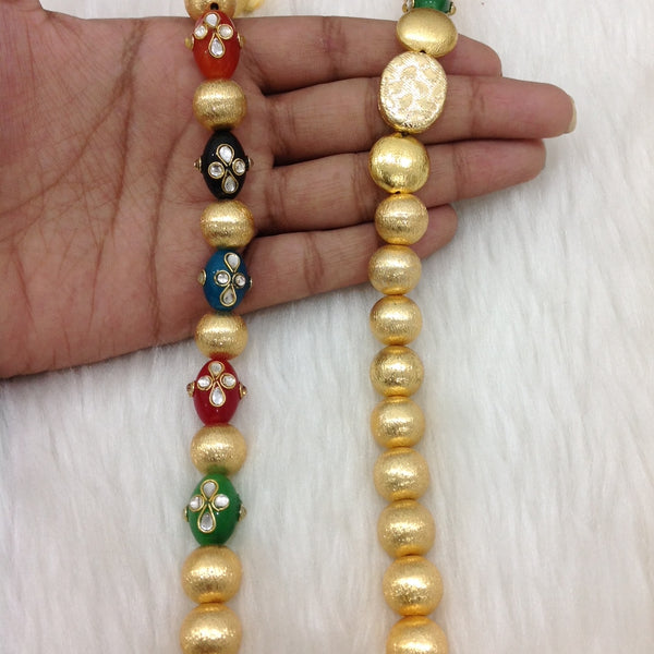 Ravishing Enamel Beads With Golden Necklace