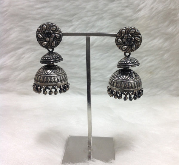 Real Silver Splendour Jhumka Earrings