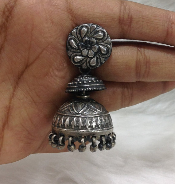 Real Silver Splendour Jhumka Earrings