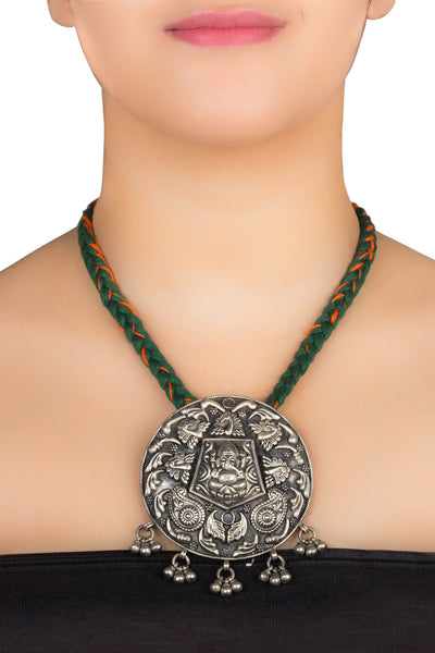 Ganesha Black Overlay Medallion Temple Necklace