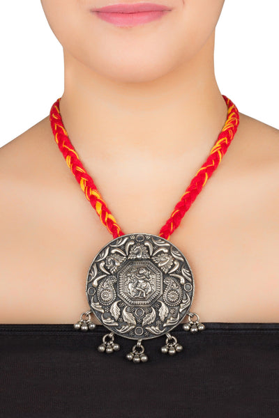 Divine Silver Krishna Temple Necklace