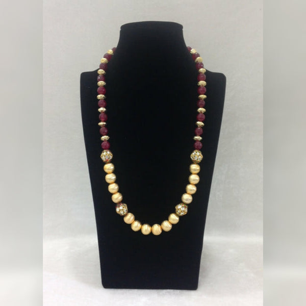 Cultured Combination of Golden and Maroon Necklace