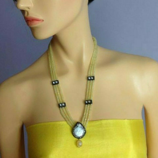 Yellow Necklace Baroque Pendant