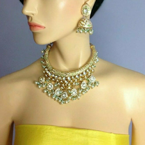 Marvellous Beautiful Meenakari With Kundan Choker Necklace Set