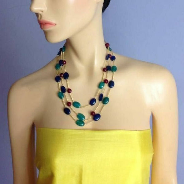 Enchanting Gemstones in Golden Chain Necklace