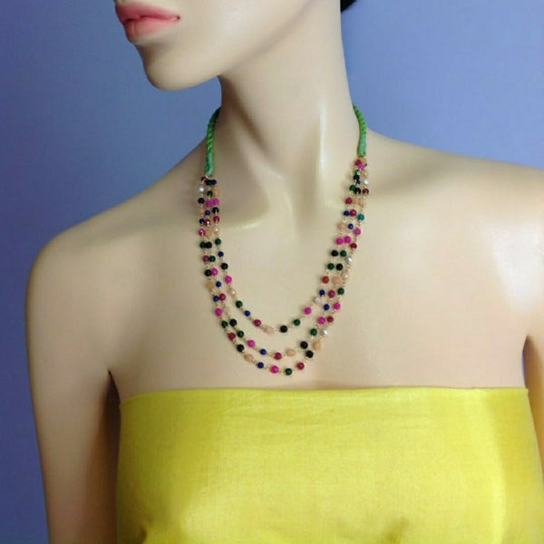 Joyous Multihues Gemstone Threaded Necklace