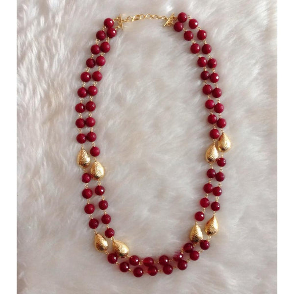 Marvelous Maroon Red with Handcarved Gold Droplets Necklace