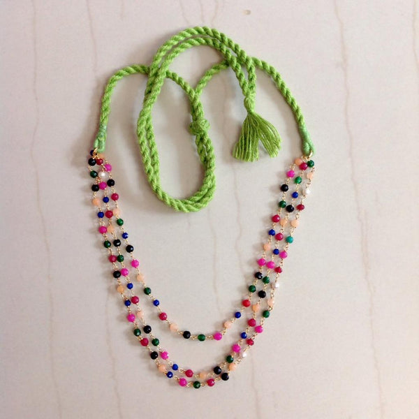 Joyous Multihues Gemstone Threaded Necklace