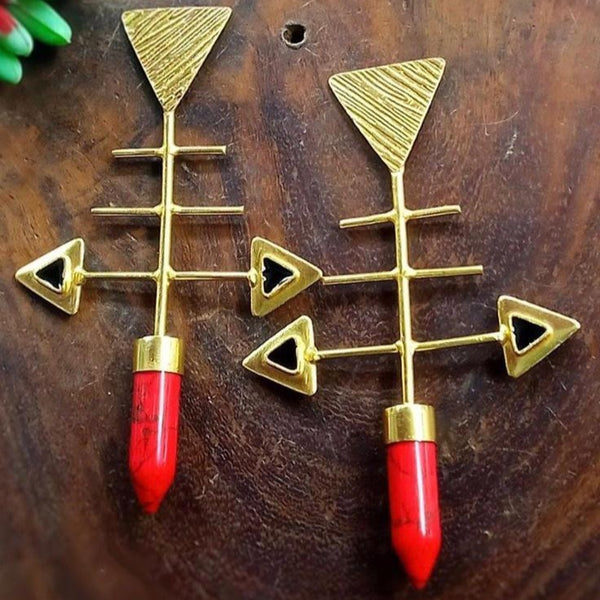 Golden Eclipse Red Earrings