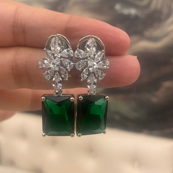 Refreshing Green Cubic Zircon Dangle Earrings