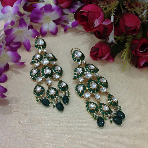 Glamorous Green Long Earrings