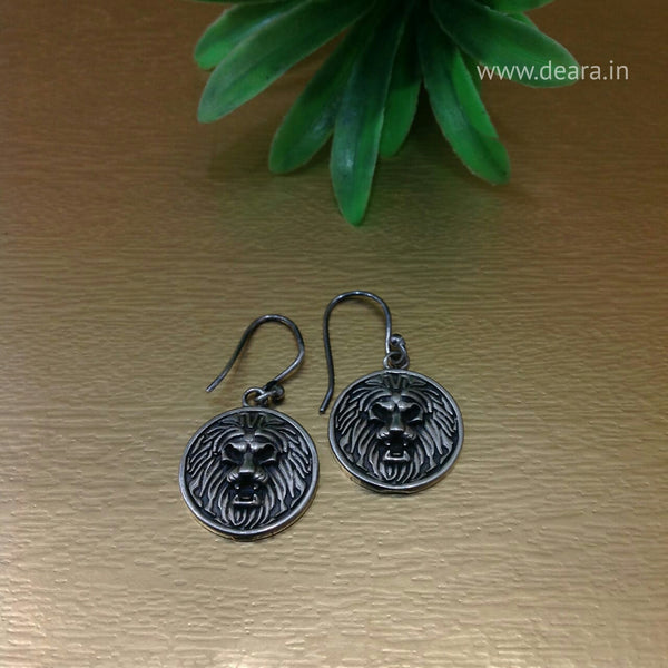 Silver Lion Drop Earrings