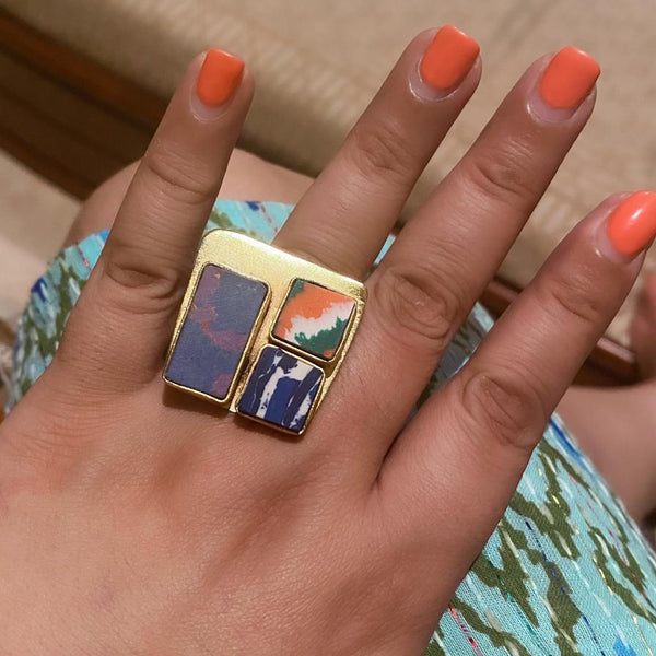 Tinge of Blues and Colors of Indian Flag Ring