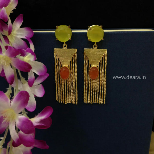 Charming Lime and Orange Dressy Long Earrings