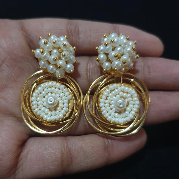 Golden Sphericals Embedded with Pearls Earrings