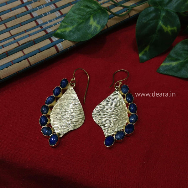 Blue Lapis Golden Shell Earrings