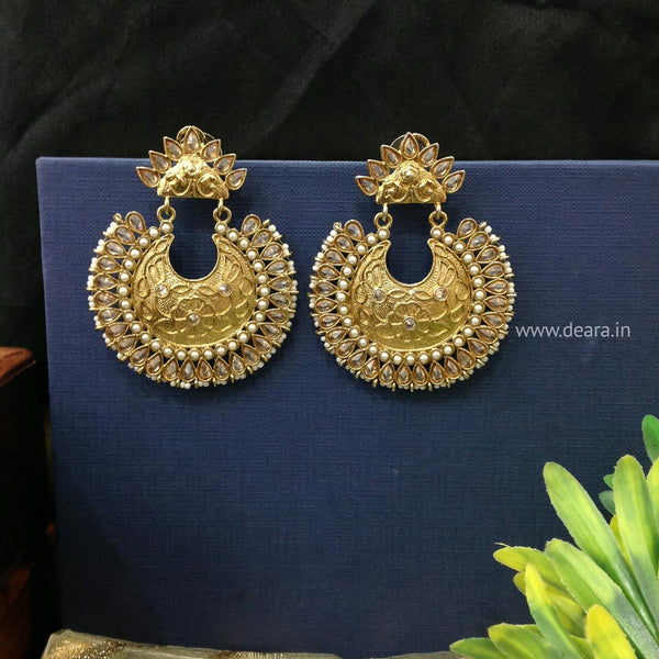 Golden Brass Long Chandbali Earrings
