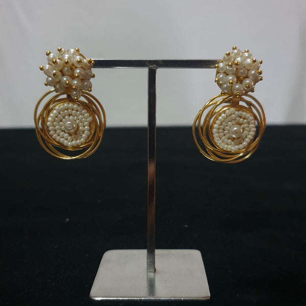 Golden Sphericals Embedded with Pearls Earrings