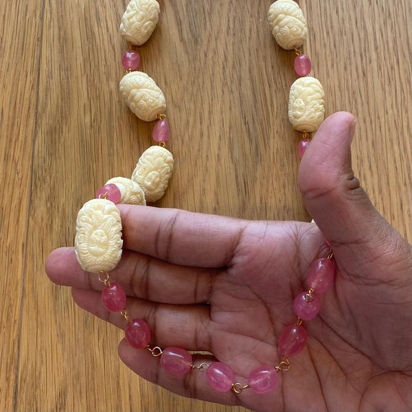 Mermaid Corals and Pink Regal Kundan Pendant Drop Necklace
