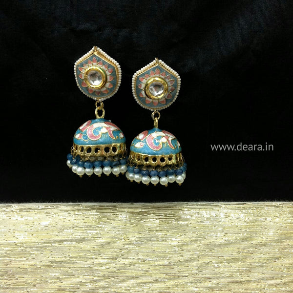 Tiffany Blue Enamel Jhumka Earrings