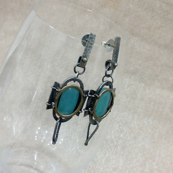 Enticing Fern Green and Brass Earrings