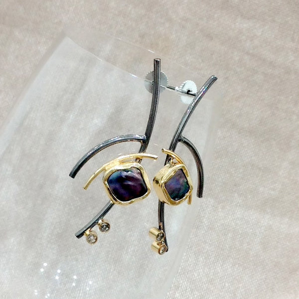 Admirable Mauvish Gray Baroque Pearl Earrings