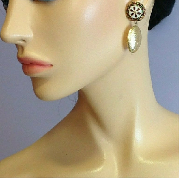 Eloquent Meenakari with Golden Drop Earrings