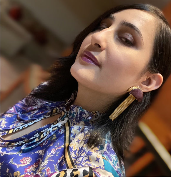 Purple Turtle Long Earrings